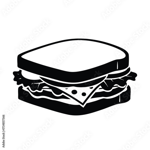 Delicious layered sandwich with fresh vegetables, cheese, and bread on a clean