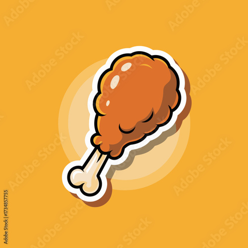 This vibrant image features a tasty chicken leg designed in a playful manner, highlighting the juicy texture and appetizing appeal of this popular food item.