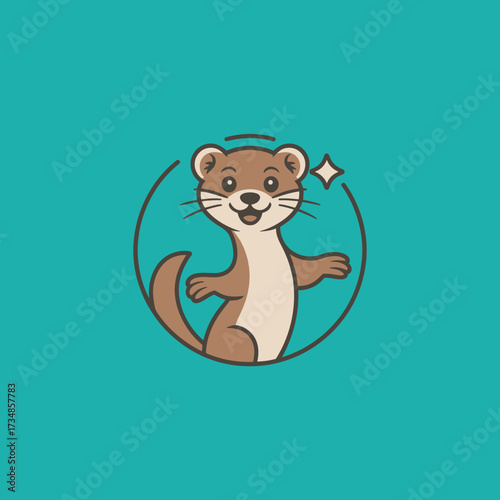 A delightful cartoon otter stands proudly with a big smile, embodying playfulness and joy, appealing to both children and adults with its charming expression and friendly demeanor.