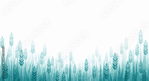 Abstract illustration of wheat or grain in a field. Minimalist style with a soft, green-blue gradient