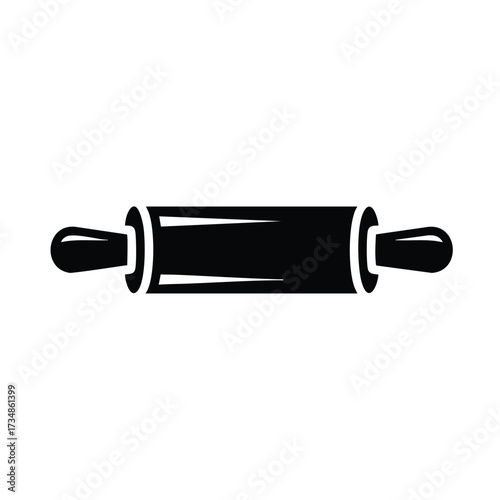 Silhouette of a rolling pin with handles on a plain , symbolizing baking, cooking, and culinary preparation in a minimalist style