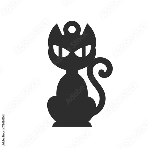 Halloween black cat design for earring, pendant or keychain. Jewelry  laser cutting template with metal, wood or leather. Jewellery vector silhouette with animal. Hanging bijouterie