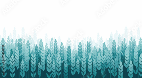 Vector illustration of a wheat field in shades of turquoise