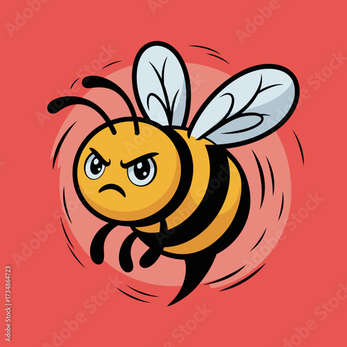 An animated illustration of an angry bee with a determined expression, buzzing angrily, capturing the essence of resilience and the drive to protect its territory.