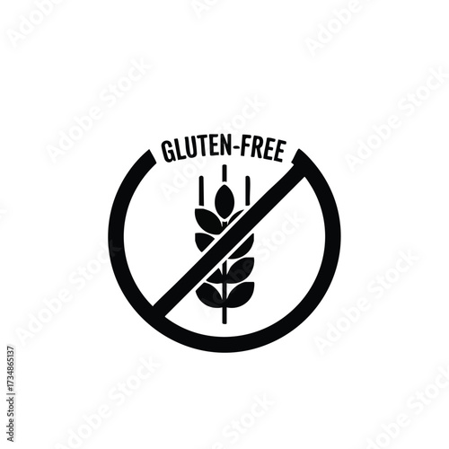 Gluten- Symbol Featuring a Wheat Grain Inside a No-Entry Circle for Dietary Restrictions