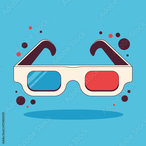 These classic 3D glasses, designed with red and blue lenses, evoke nostalgia for retro films and immersive experiences that bring visual stories to life in vibrant style.