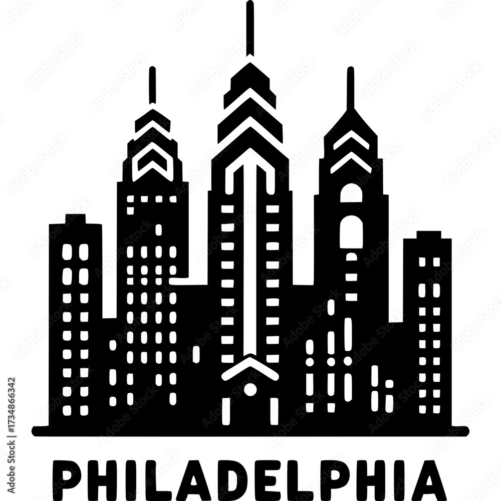 Obraz premium Philadelphia Skyline Icon Vector
