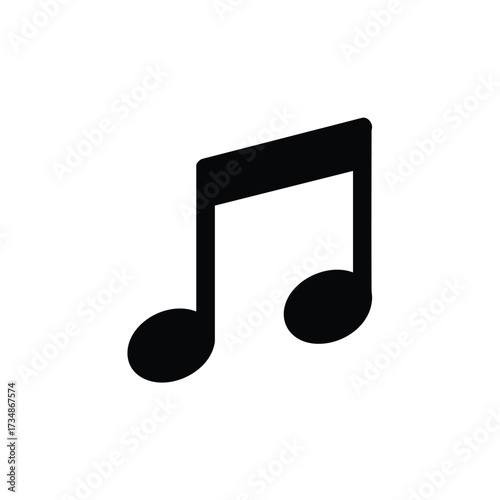 Stylized musical note representing sound, music, and audio symbols for digital and print media use