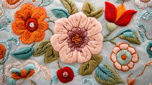 Crimean tatar traditional floral embroidery on felt