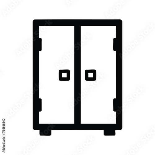 Minimalist Double Door Wardrobe with Square Handles and Black Frame Design for Modern Interior Spaces