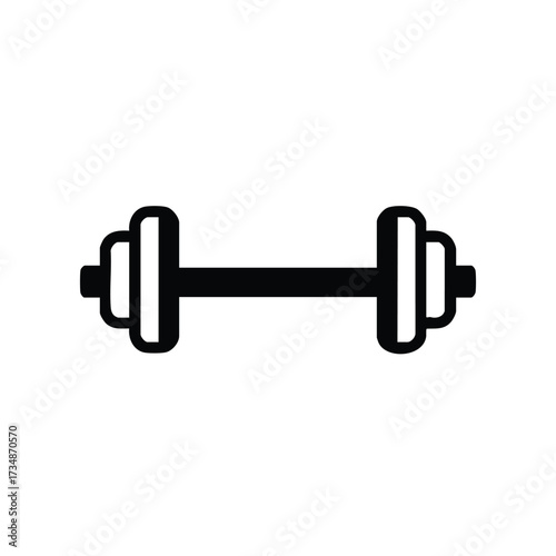 Simple black and white of a dumbbell representing fitness, strength training, and physical exercise equipment