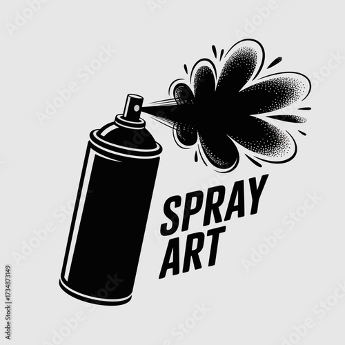 An illustration of a spray can releasing a burst of artistic spray, symbolizing creativity and the vibrant world of street art and graffiti culture.