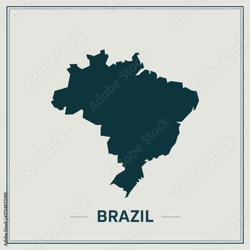 This artistic silhouette representation of Brazil highlights the country's geographical contours, making it perfect for geographical, cultural, or travel-themed projects.