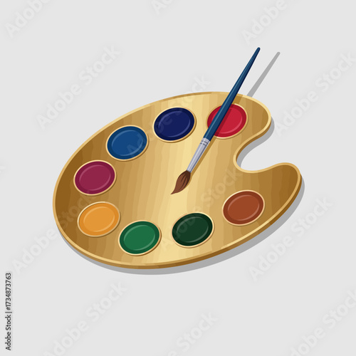 A beautifully crafted artist's palette showcasing a variety of vibrant paint colors, symbolizing creativity and artistic expression within the field of visual arts.