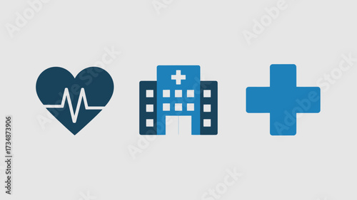 Healthcare icon set flat vector design elements for medical and hospital applications isolated on white background