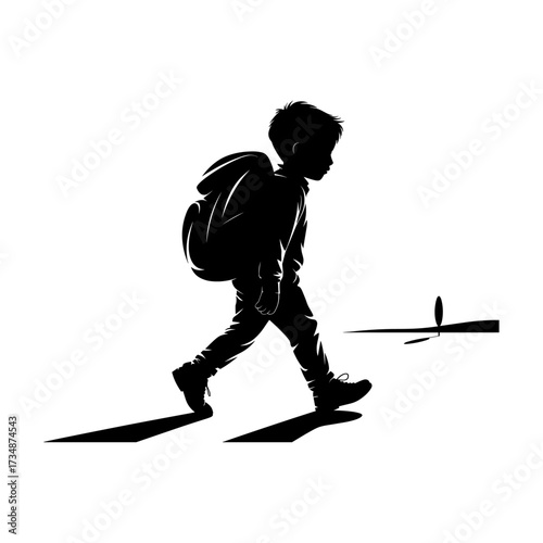 Silhouettes of people or children reading books, Isolated diverse kids with backpacks walking to school, women and children, education concept, learning, knowledge, library scene, study time