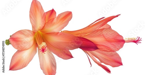 Orange flower blooming on a white background. Design element. Macro. Close up
