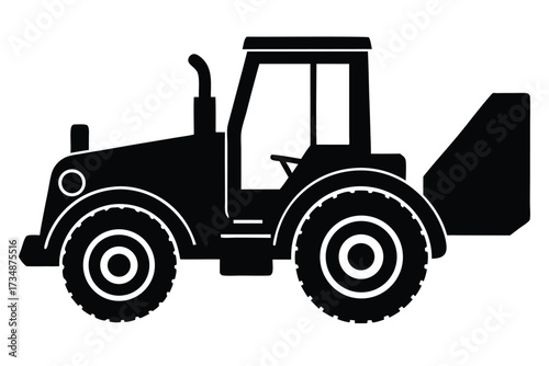 wheel loader vector icon silhouette