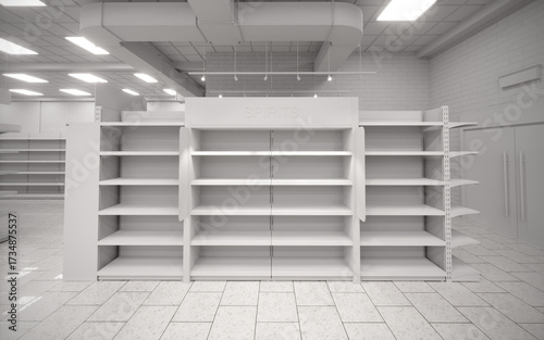 Tablou pe pânză White blank empty 3d supermarket design rendering