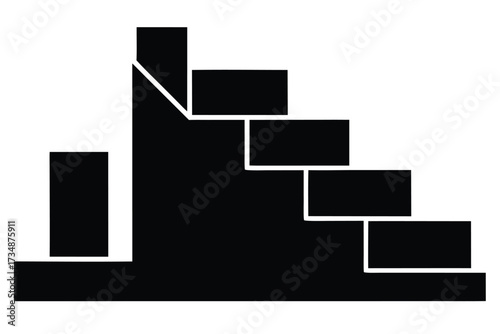 stairs with accessibility symbol vector icon silho