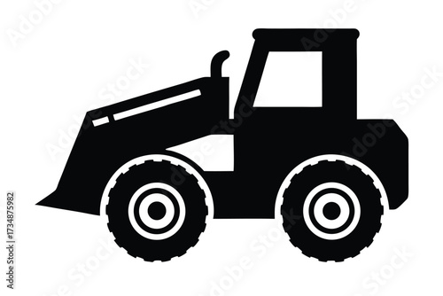 skid steer loader vector icon silhouette