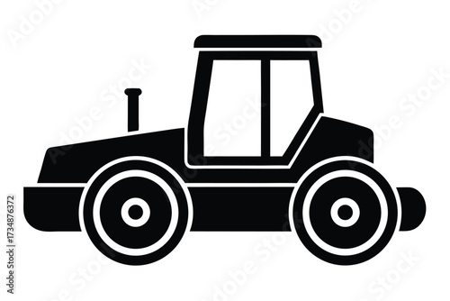 road roller vector icon silhouette