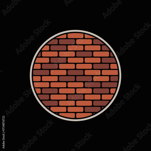 An artistic representation of circular brickwork displays vibrant colors and patterns, blending traditional elements with modern artistry on a black canvas.