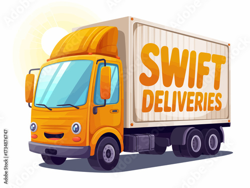 An engaging illustration of a cheerful delivery truck emphasizing swift service, representing efficient delivery solutions and the importance of logistics in modern life.