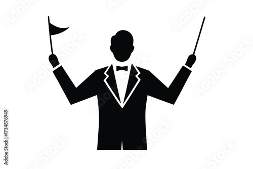 orchestra conductor vector icon silhouette