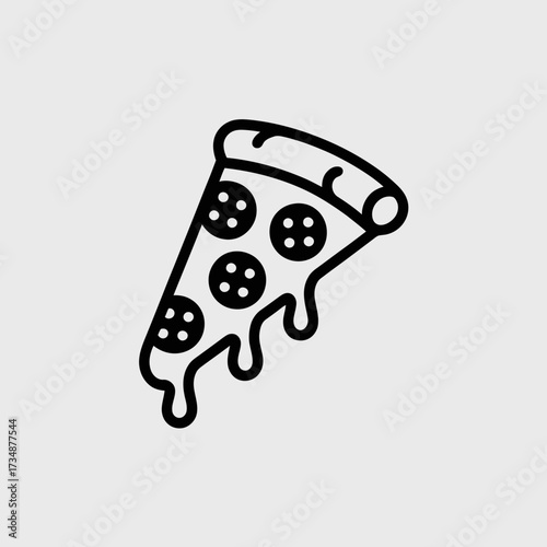 This playful graphic features a slice of pizza, showcasing classic toppings while infusing a fun and modern artistic style that appeals to food lovers.