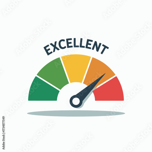 An excellent performance gauge with a needle in the green zone clearly indicates success and high achievement, motivating viewers to strive for their best.