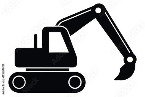 excavator vector icon silhouette