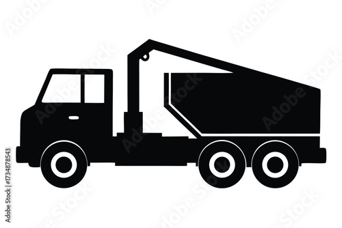concrete pump truck vector icon silhouette