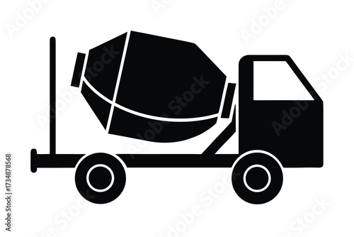 concrete mixer vector icon silhouette