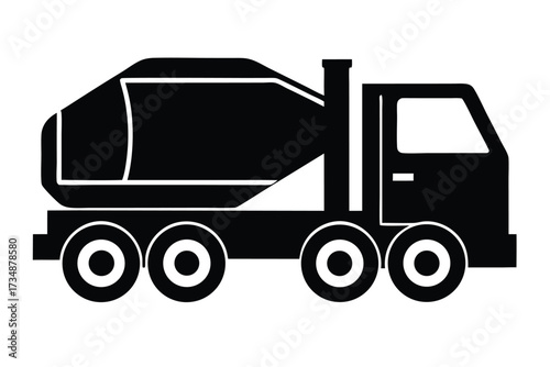 concrete mixer truck vector icon silhouette