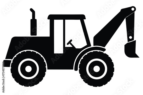 backhoe loader vector icon silhouette