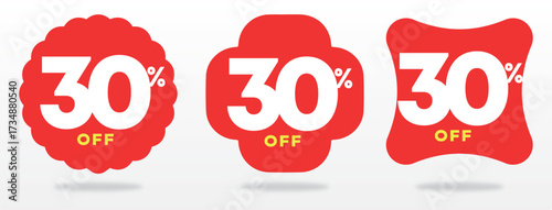 30% off, coupon price, offer, discount, commercial, business, value, sign, shop, promo, design, shape, sticker, sale, marketing, ribbon, set, tag. Icon, vector, icon