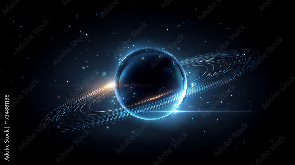 Obraz premium Outer space planet globe with ring and alien world with cosmi