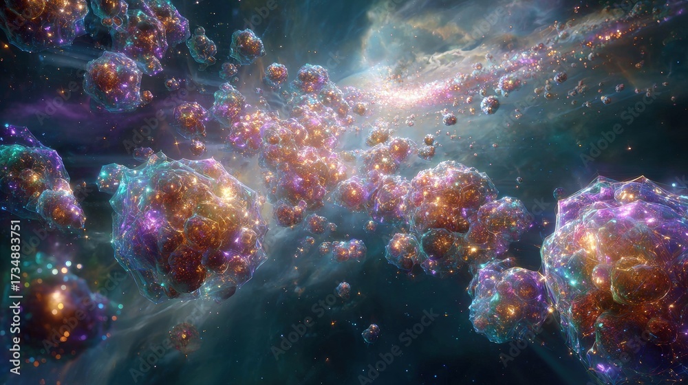 Naklejka premium Colorful Cosmic Clusters In Deep Space