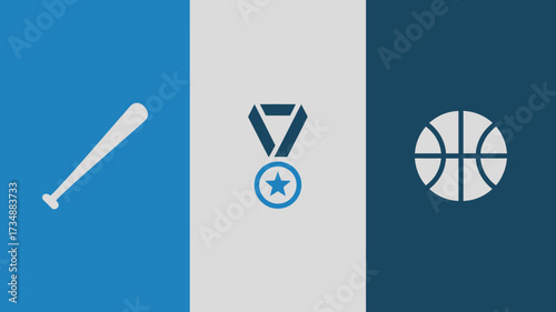 Set of minimalist sport icons simple flat vector design element for web and mobile apps isolated on color background