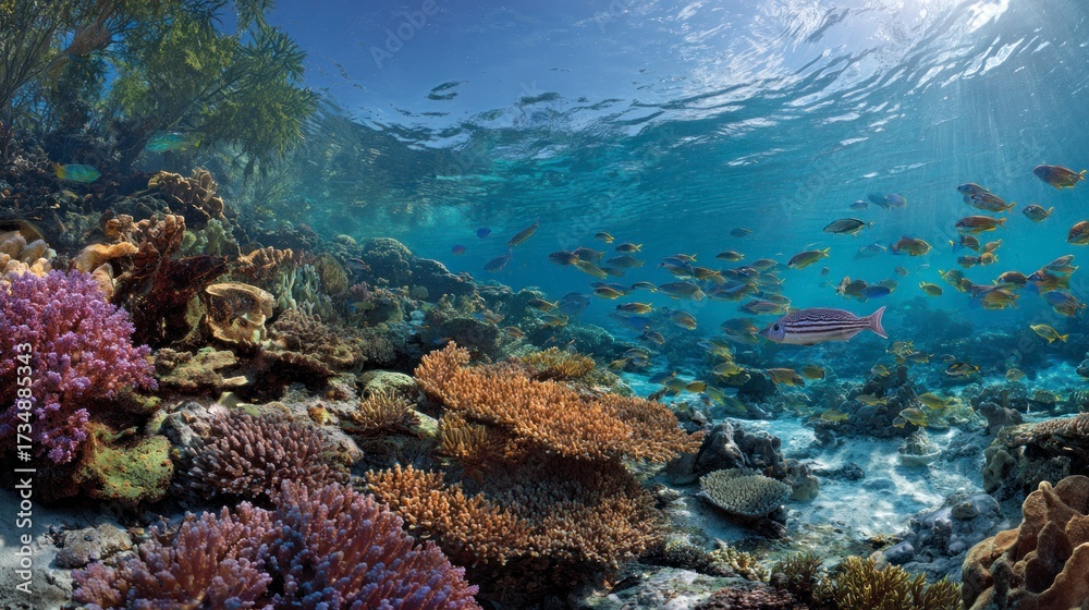 Fototapeta premium Vibrant coral reef underwater scene