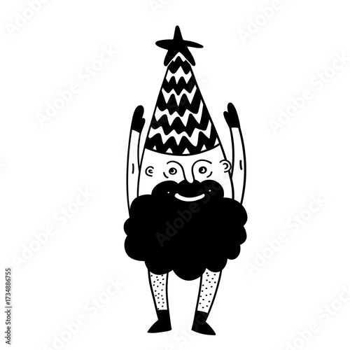 Funny Christmas gnome. Christmas, New year concept. Hand drawn illustration