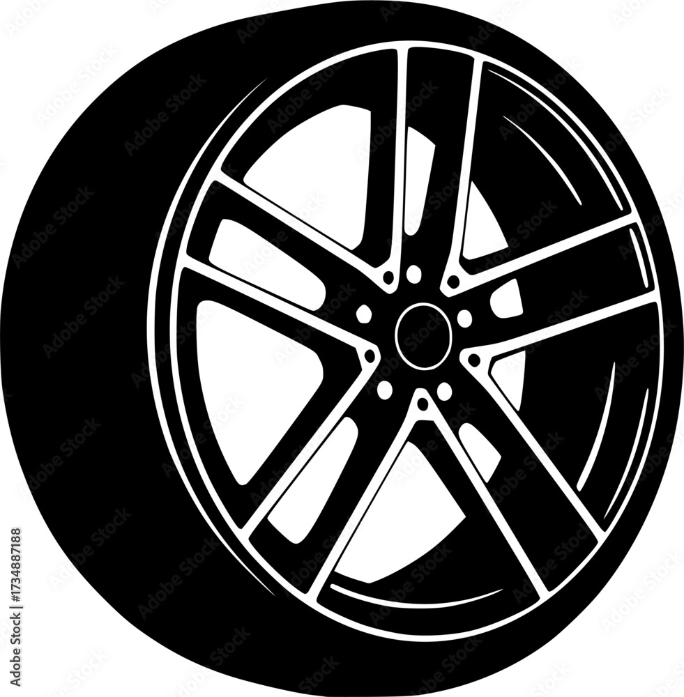 Obraz premium wheel of the car Vector icon illustration silhouette Graphics design image white background 