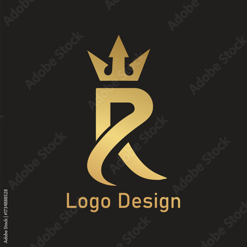 Luxury Fashion logo design. Luxury R logo design. Fashion R logo design. Crown logo design. R logo design. Simple, Abstract, Minimalist logo design. Wing, winner, Sports R logo design