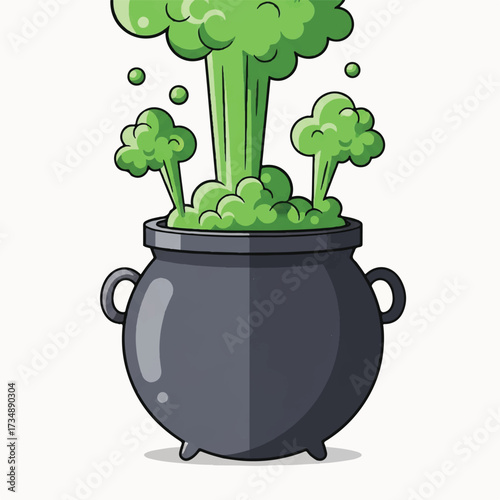 Cartoonstyle cauldron with green bubbling contents