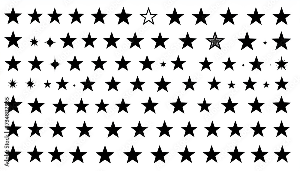 Fototapeta premium Star collection on white. Use rating, review. Decoration in web, print, design