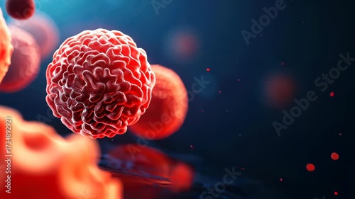 Intricate Cellular Detail: A striking depiction of a cellular structure in vivid detail, its form and texture, set against a deep, enigmatic backdrop.