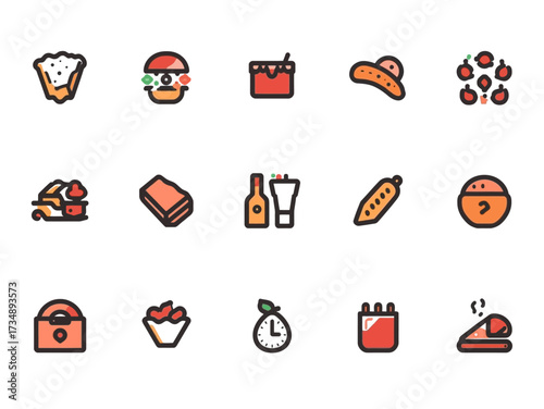 Various food items arranged in neat rows representing diverse culinary choices and dietary options in a colorful and inviting manner.