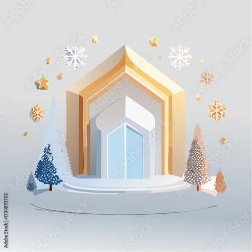 winter landscape with house