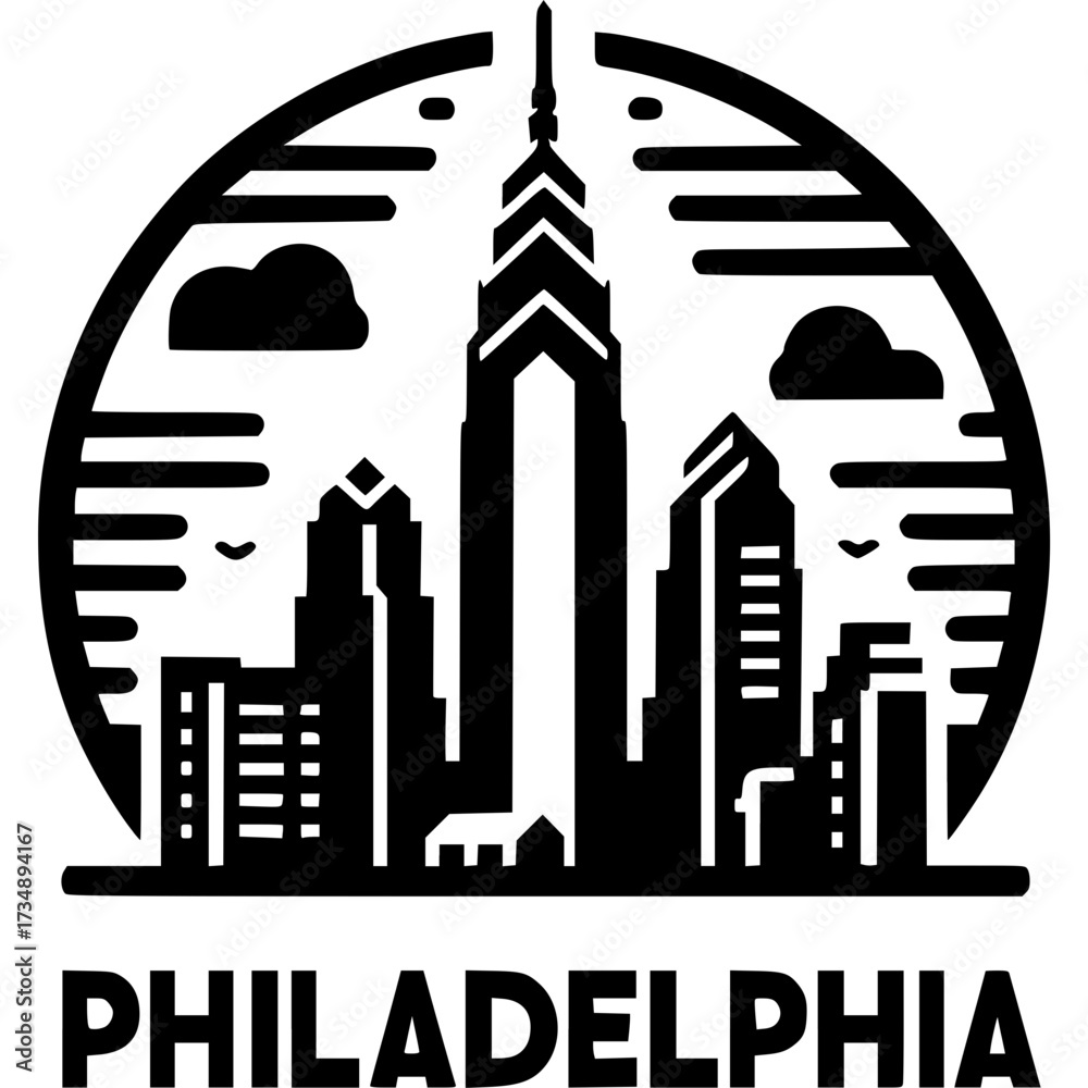 Obraz premium Philadelphia Skyline Vector Icon